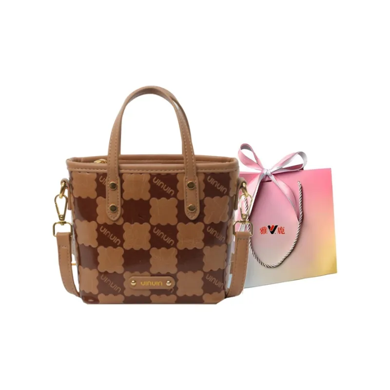 Yalu PU Handbag Women's Ecru/Pink/Brown-12
