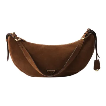 PRADA Calfskin Shoulder Bag Tubas Women's Cocoa Brown