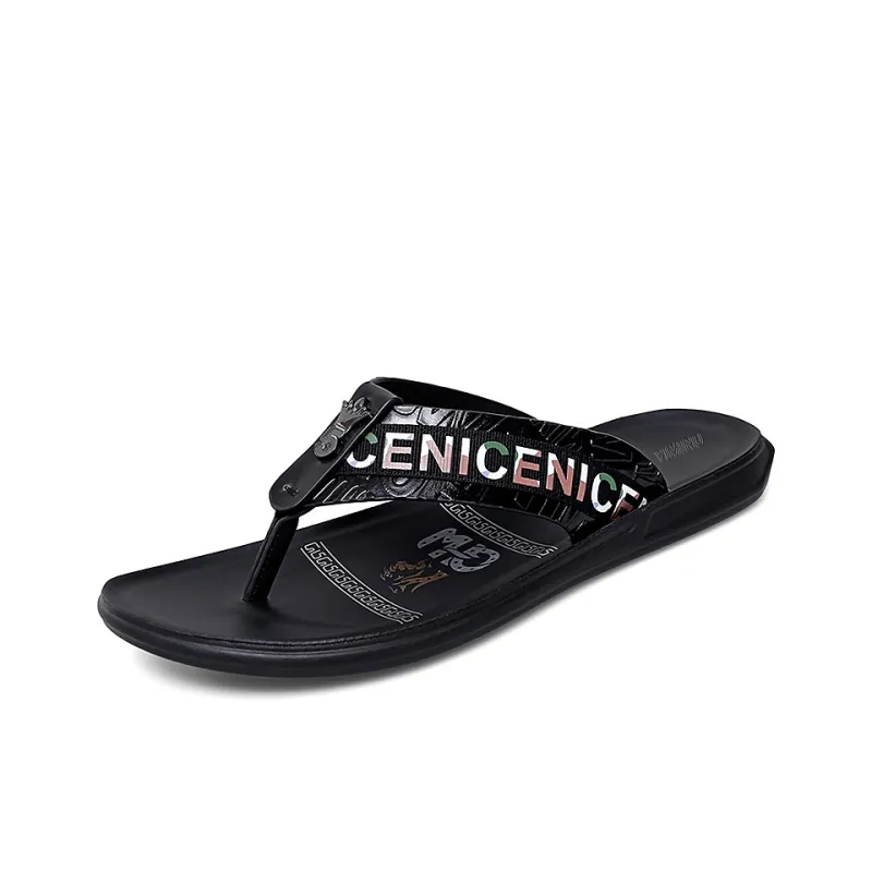 Eminu Quiet Odor Resistant Flip Flops Men's Black-1