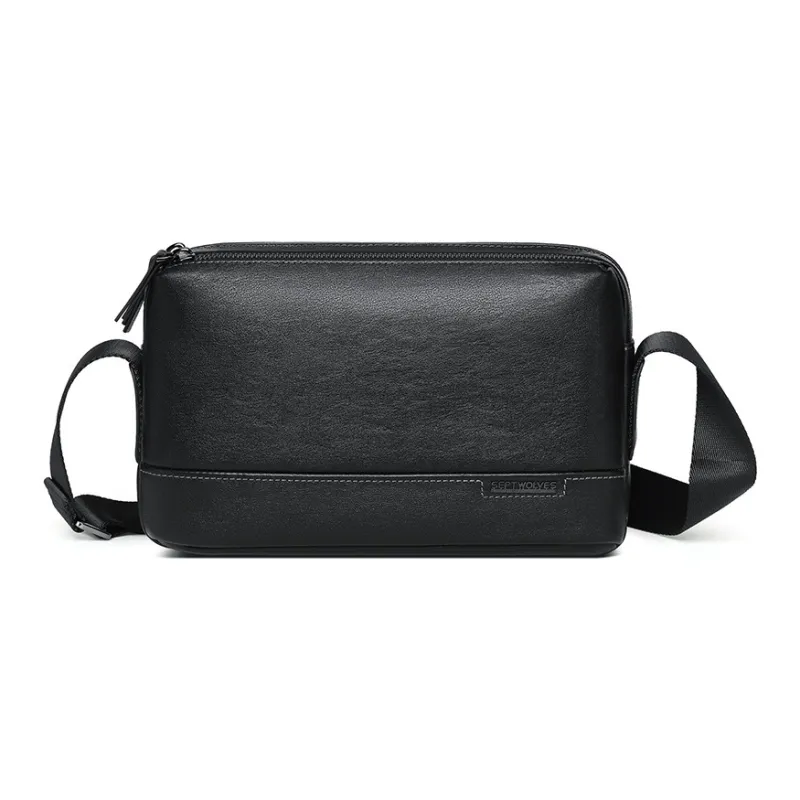 SEPTWOLVES Cow Leather Fanny Pack Medium Size Men's Black-0