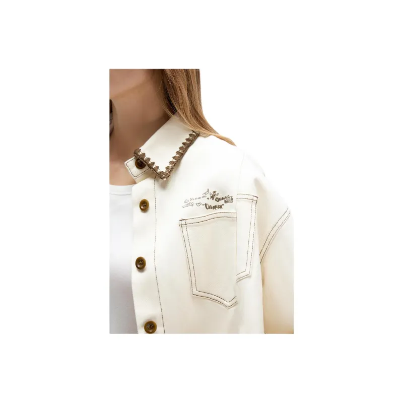 Valeria Obbaco Denim Jacket Unisex White-2