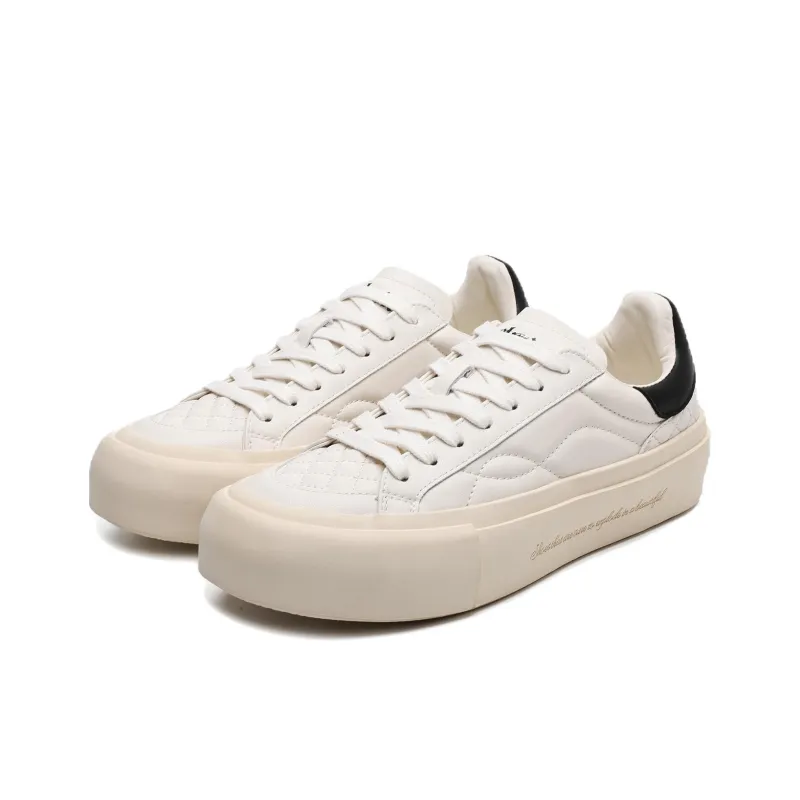 Mo Xu Niche Design Diamond Grid Slip Resistant Low Top Skateboard Shoes Men's White-1