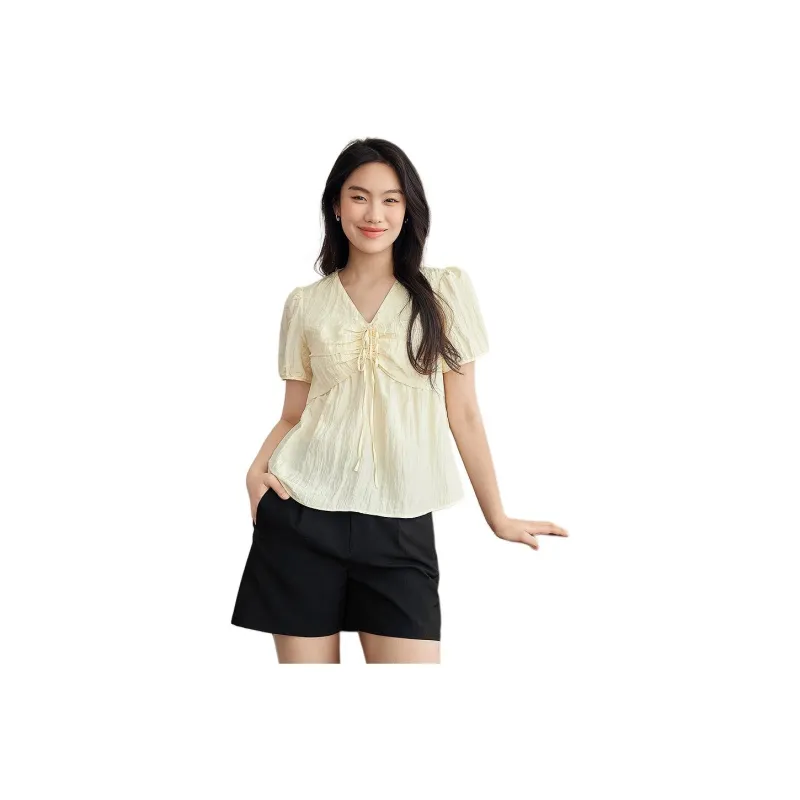 Mu Xiao Xin Shirts Women's Light Yellow-1