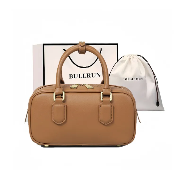 Bullrun Cow Split Leather Handbag Regular Women's Brown-1