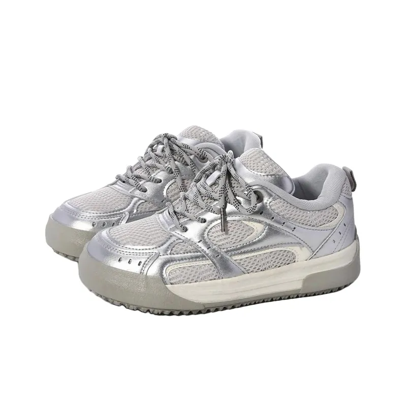 The New Age Family Low Top Skateboard Shoes Women's Silver-1