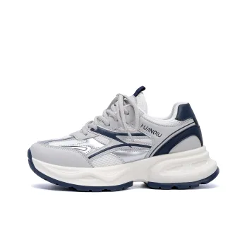 HUANQIU Abrasion Resistant, Breathable, Lightweight Low Top Chunky Sneakers Women's Gray Blue