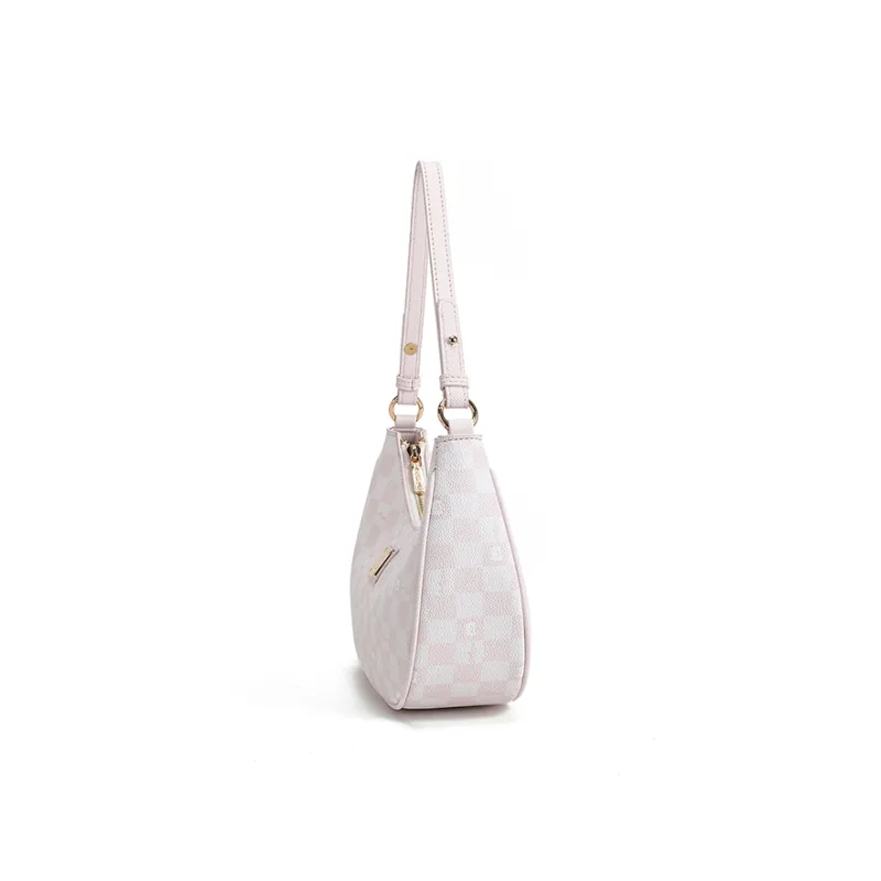 SHORT HAIR GIRL PU Shoulder Bag Crescent Bag Women's Pink-2