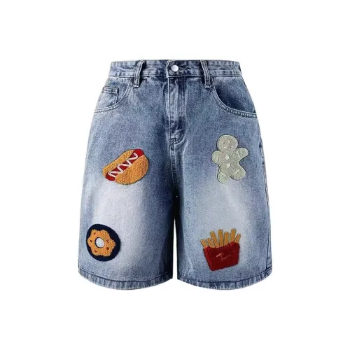 HKRXEC Denim Shorts Men Blue