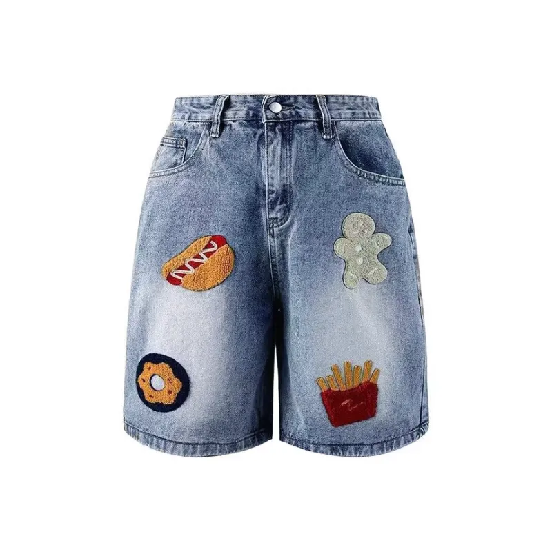 HKRXEC Denim Shorts Men Blue-0
