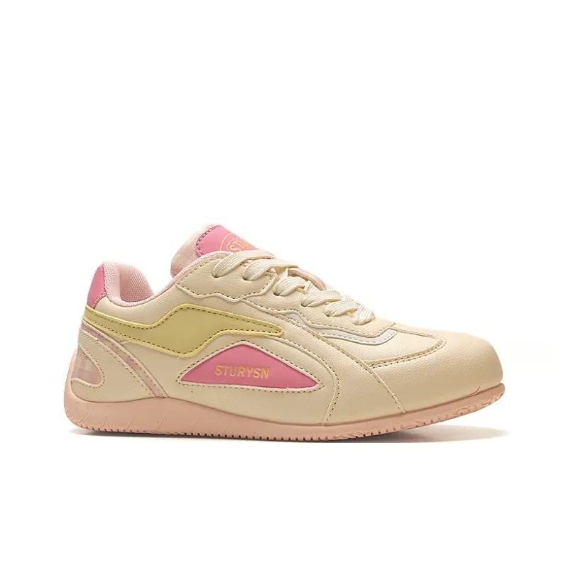 STUR YSN Wear resistant And Lightweight Low Top Skateboard Shoes Women's Beige Pink-2
