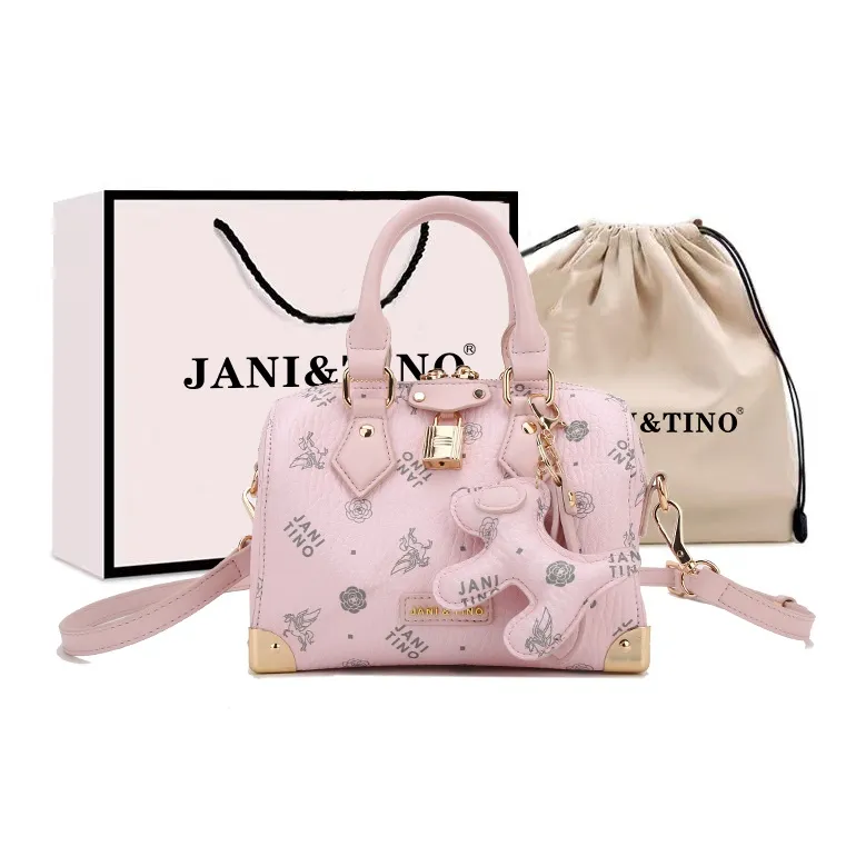 JANITINO PU One Shoulder Handbag Women's Pink-0