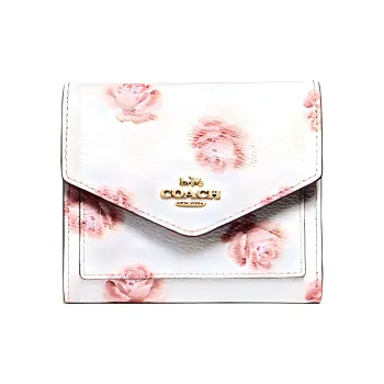 COACH Coated Canvas Card Holder, Wallet Women's Light Yellow Hardware & Chalk White