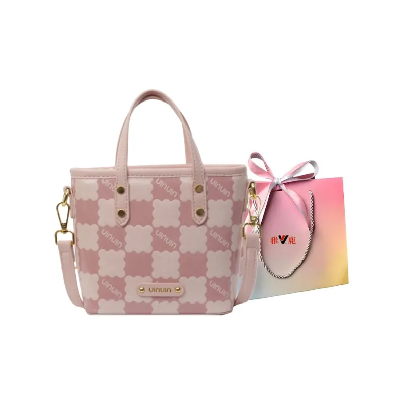 Yalu PU Handbag Women's Ecru/Pink/Brown-6