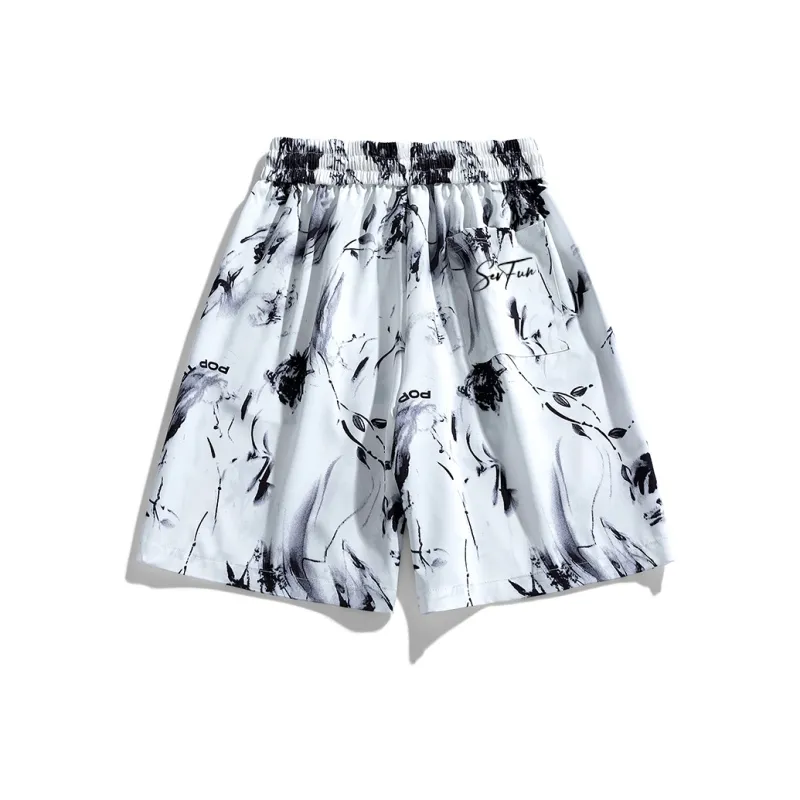 7 SEVFUN Casual Shorts Unisex Ink Wash White-0