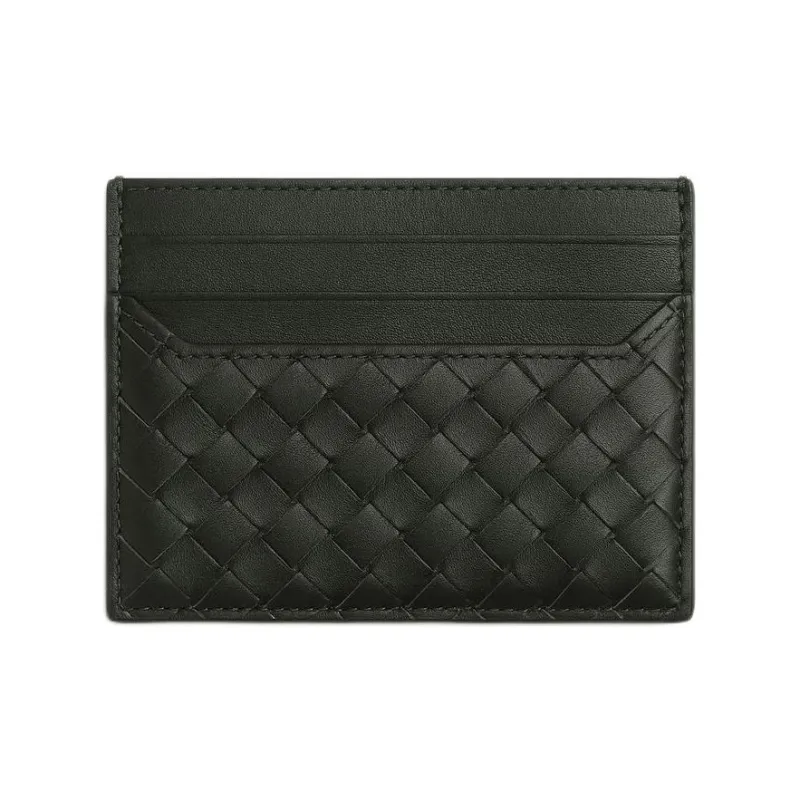 Bottega Veneta Calfskin Card Holder Card Holder Trumpets Men's Dark Green-0