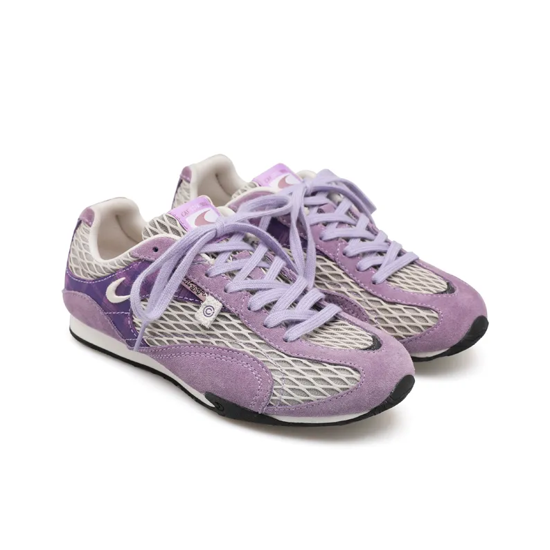 Cat&Sofa Anti Slip Wear Resistant Low Top Casual Shoes Unisex Purple Plaid-2