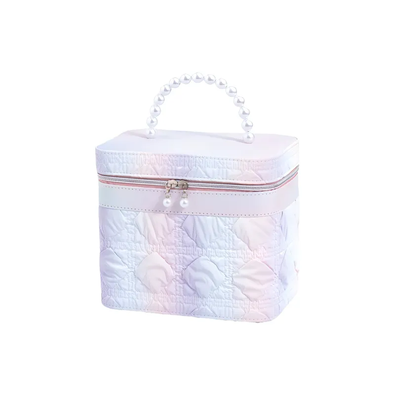 Future Maple Handbag Bucket Bag Large Capacity Rainbow Diamond Pattern Makeup Case Storage Box-0