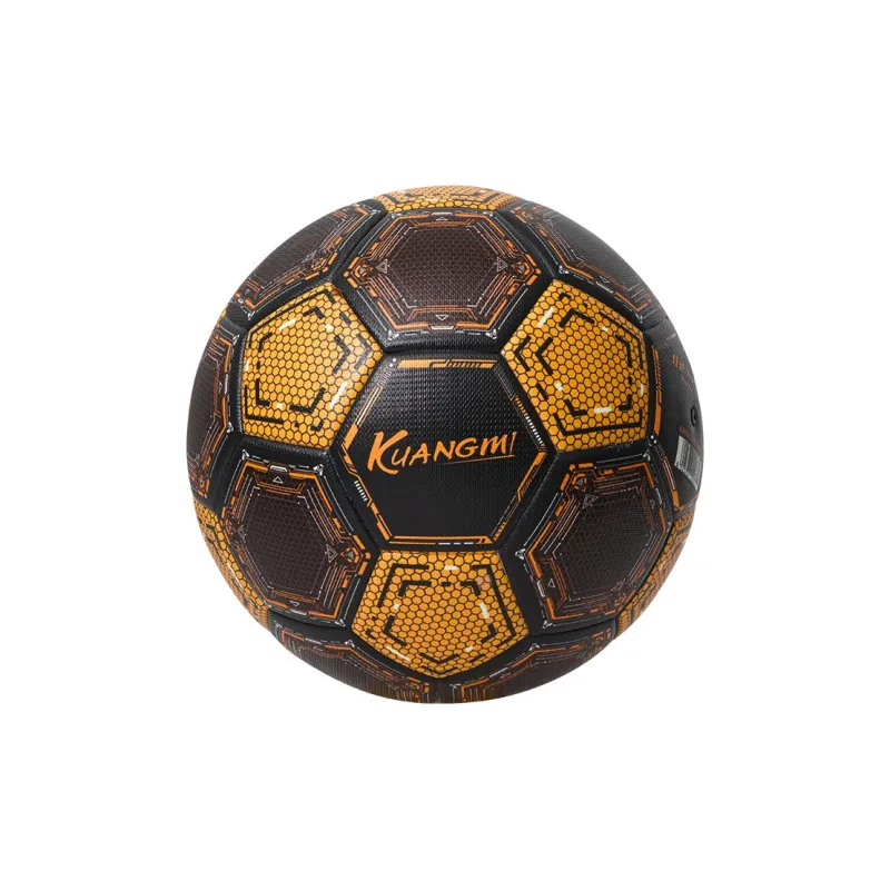 Kuangmi Size 5 Soccer PU Seamless Thermal bonding Unisex Black Gold-45