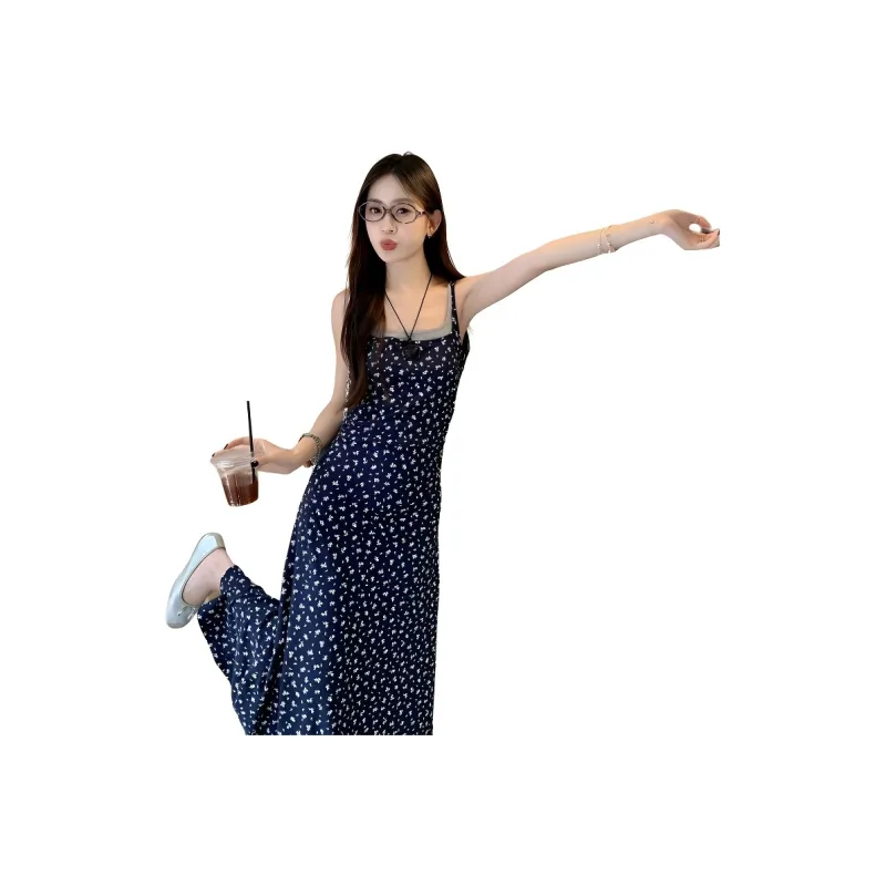 XIANSINIAO Slip Dresses Women's Mock Two Piece Floral Dress-1