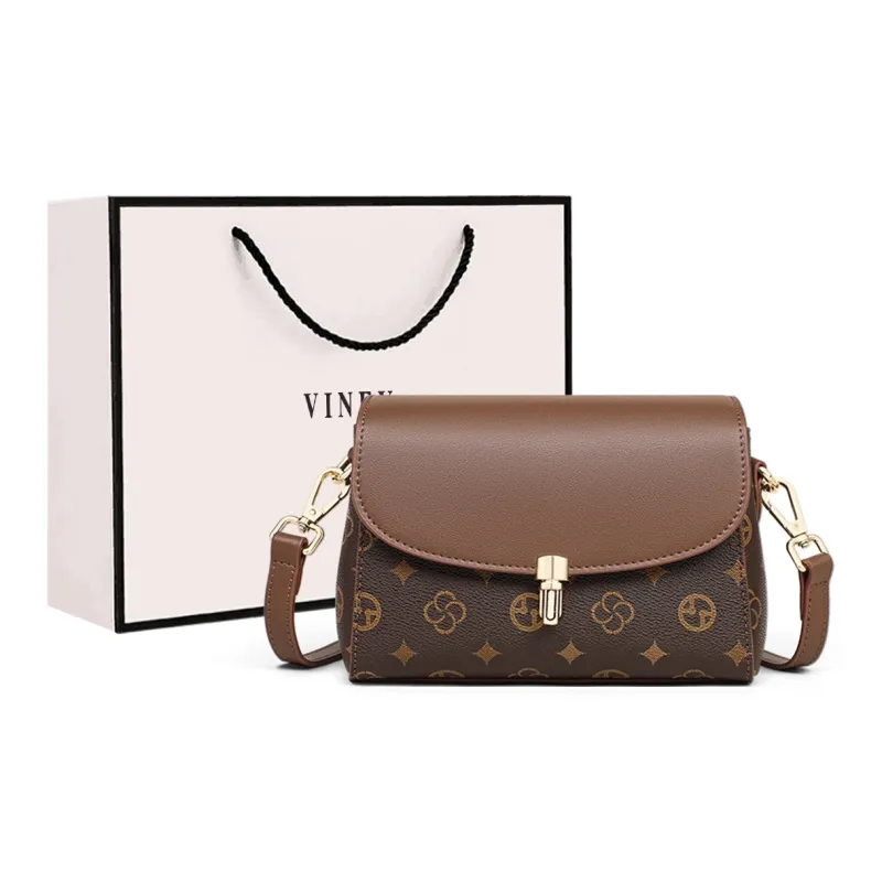 VINEY Synthetic Leather Small Square Bag Shoulder Bag, Crossbody Bag Regular Women's Coffee-1