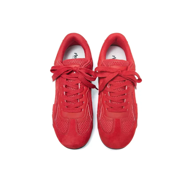 MASONONCE Racing Shoes, German Army Trainers Low Top Casual Shoes Unisex Red-3