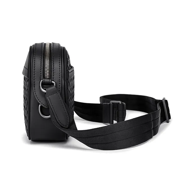 FAIRWHALE Cow Leather Shoulder Bag Crossbody Bag Messenger Bag Regular Unisex Elegant Black-2