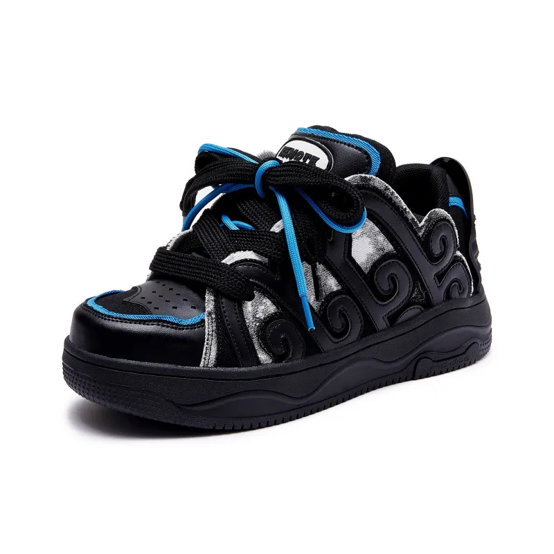 MC DOS Cushioning Abrasion Resistant Breathable Low Top Skateboard Shoes Unisex Black Blue-1