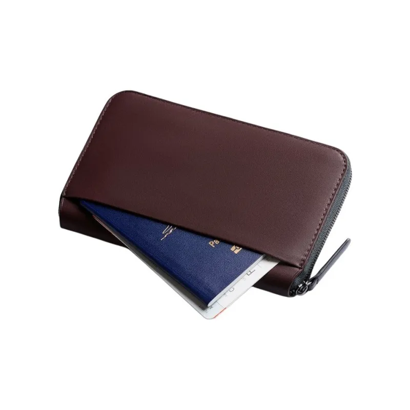 BELLROY Leather Passport Holder Unisex Red Brown-4