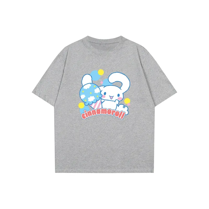 Sanrio x CINNAMOROLL Yugui Dog T Shirt Unisex White Heather Gray-19