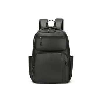 Yalu PU Backpack Unisex Black/Light Brown/Dark Brown