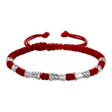 Sterling Silver Bamboo Rope Bracelet-Red