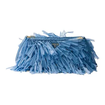 PRADA Viscose Shoulder Bag Medium Size Women's Light Blue