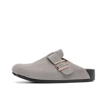 WEISHIBANGWEI Rubber Sole Slip Resistant Closed Toe Slippers Men's Gray