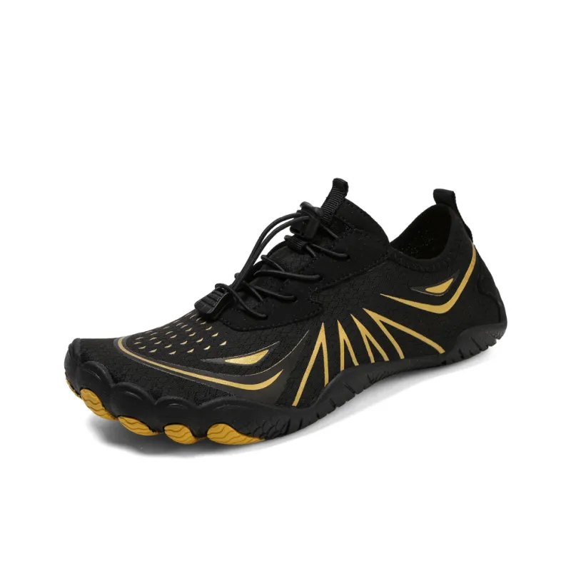 TELENT Odor Resistant Quick Dry Lightweight River Trekking Shoes Unisex Black Gold-1
