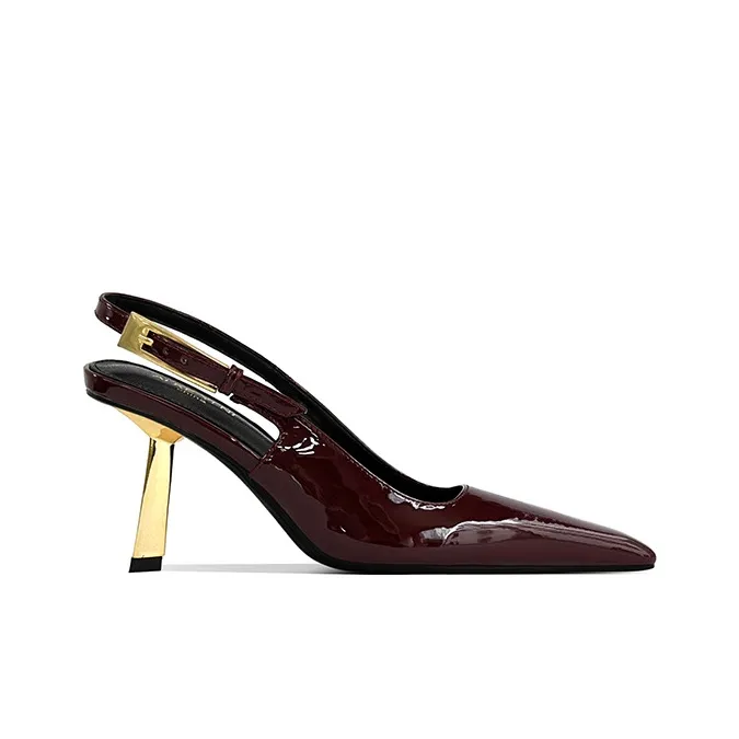 Lan Miao Slim Heel High Heels Women's Burgundy-1