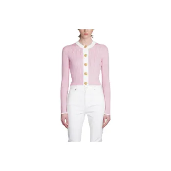 BALMAIN Pointelle knit Cropped Cardigan