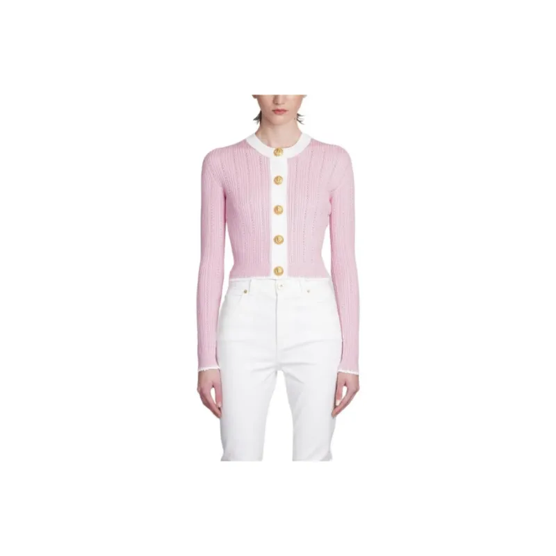 BALMAIN Pointelle knit Cropped Cardigan-0