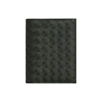 Bottega Veneta Intrecciato Calfskin Card Holder Trumpets Men's Dark Green