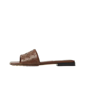 Bottega Veneta Rubber Sole Slip Resistant Slide Slippers Women's Brown