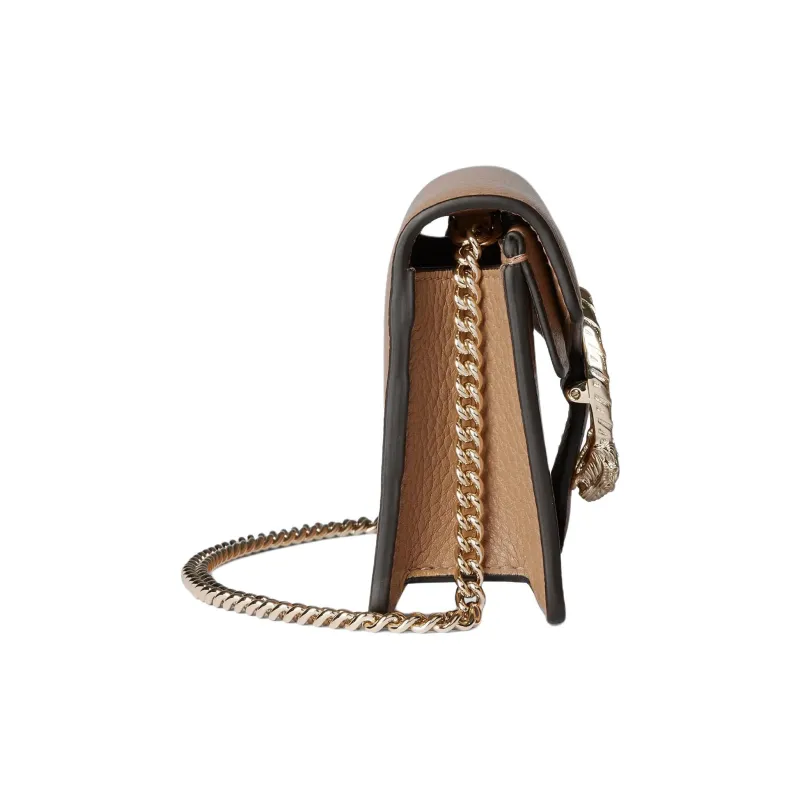 GUCCI Dionysus Leather Shoulder Bag Mini Women's Beige-3