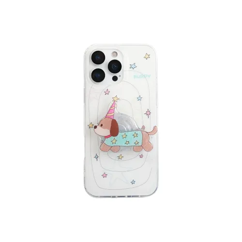 Sopi Acrylic Material Graffiti Line Star Dachshund Phone Cases Compatible With IPhone 16/15 Pro Max/Apple 13/14 Pro/Max
