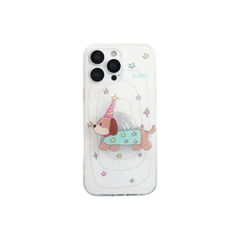 Sopi Acrylic Material Graffiti Line Star Dachshund Phone Cases Compatible With IPhone 16/15 Pro Max/Apple 13/14 Pro/Max-0