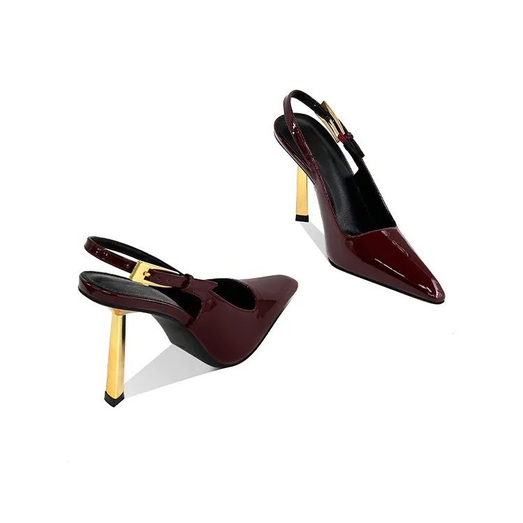 Lan Miao Slim Heel High Heels Women's Burgundy-4