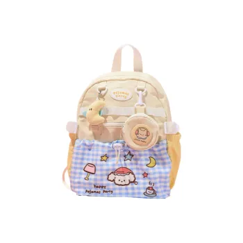 Yalu PU Backpack Unisex Blue Plaid/Cyan/Blue