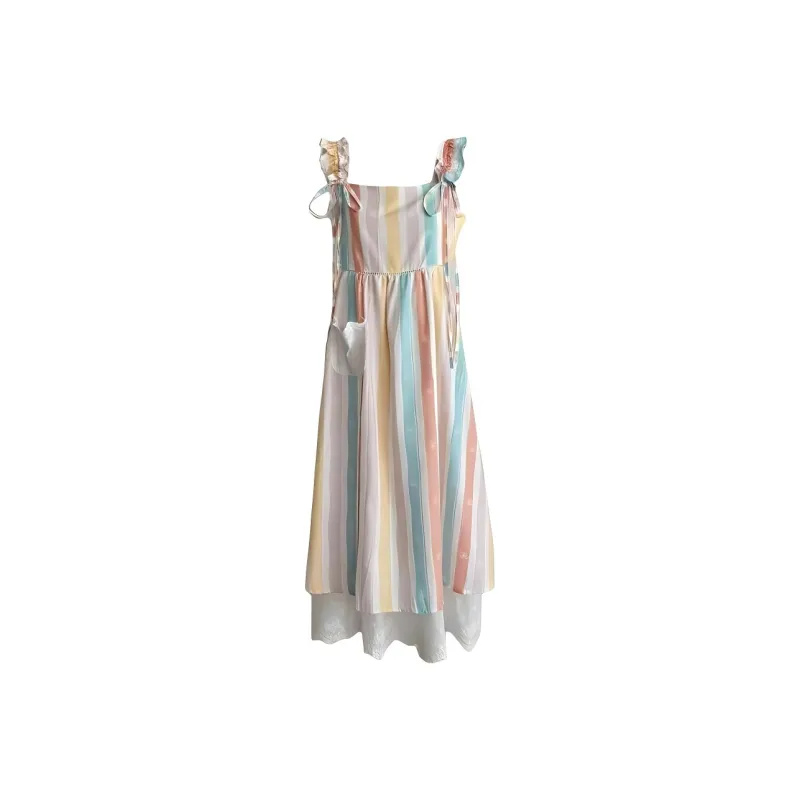 DOKZB Slip Dresses Women's Multicolor Stripes-0