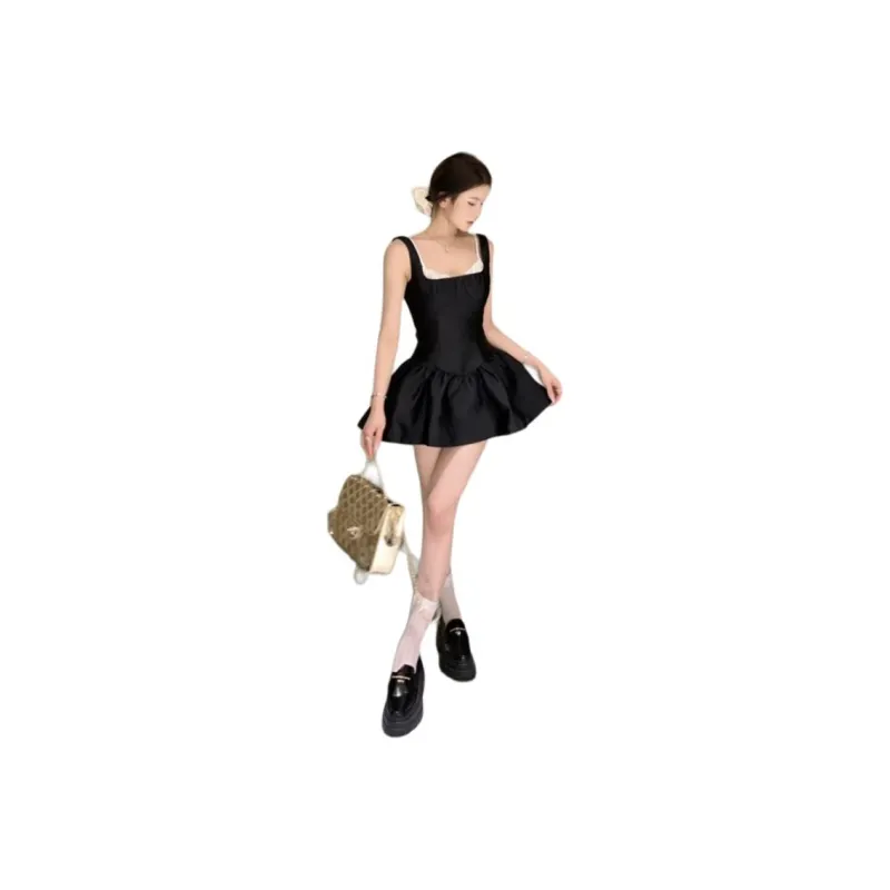 XIANSINIAO Slip Dresses Women's Black-0