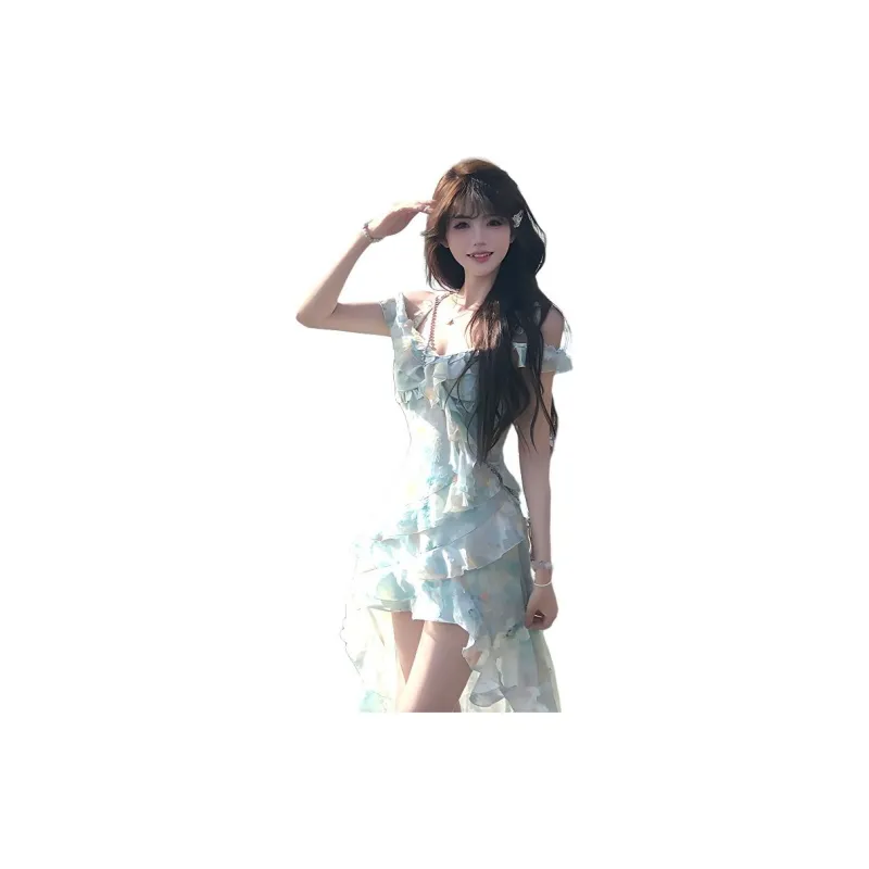 Flowers In Water Slip Dress Women's-0
