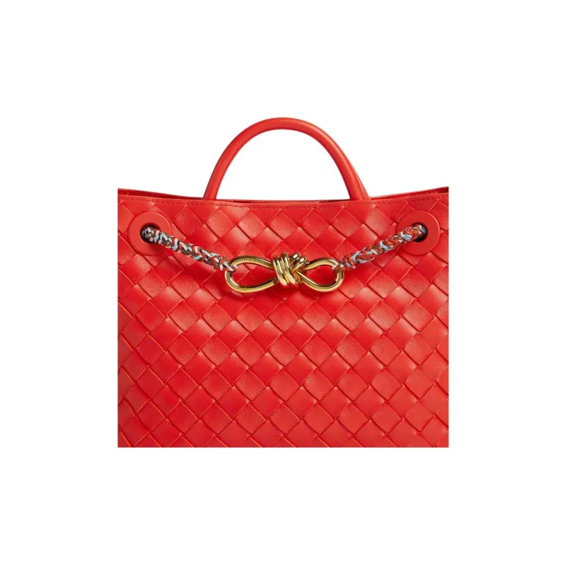 Bottega Veneta Andiamo Series Sheepskin Shoulder Bag, Crossbody Bag, Handbag Trumpets Women's Cherry Tomato Red-4