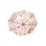 Trifold Automatic Umbrella with Double-Layer and Aluminum Alloy Frame-Spring Peony Design