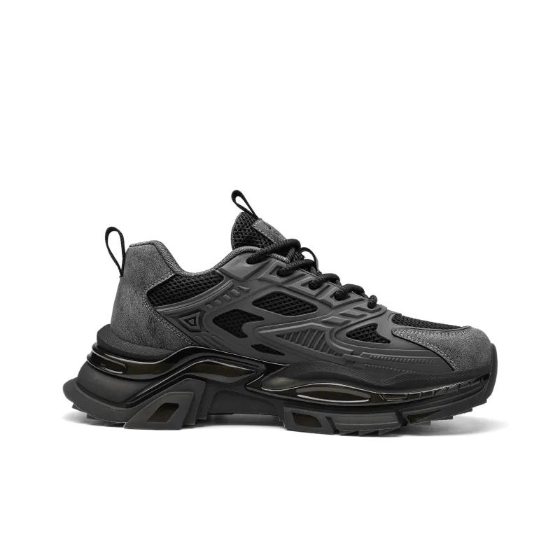 JEEP SPIRIT Black Myth Slip Resistant, Abrasion Resistant, Breathable, Height Increasing Low Top Chunky Sneakers Men's-8